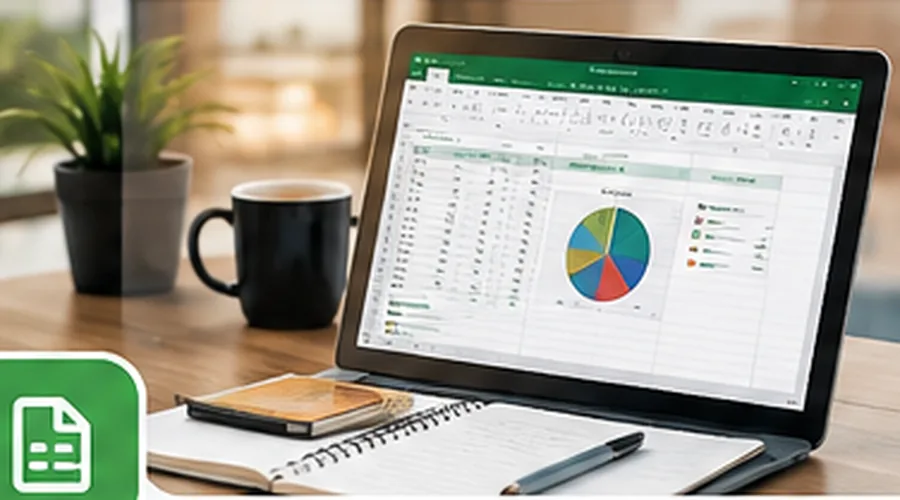 Laptop showing spreadsheet and office productivity work