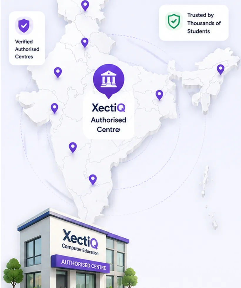 India network illustration showing authorised XectiQ Computer Education centres
