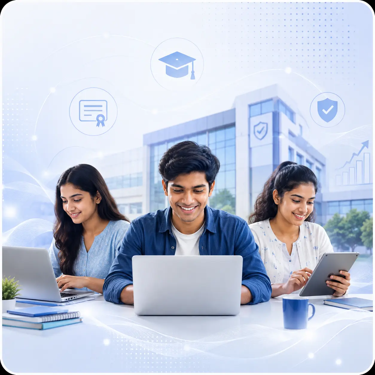 Indian students learning through a digital training ecosystem with an authorised training centre